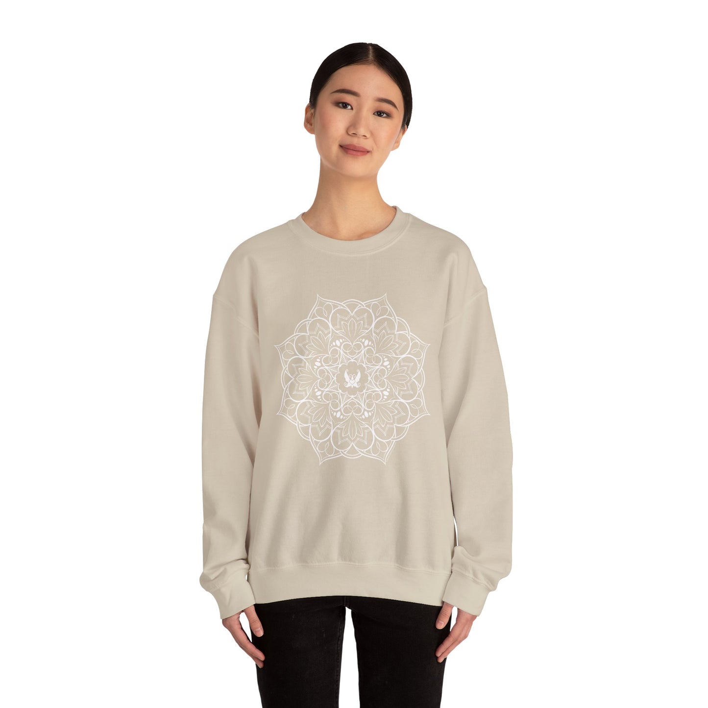 Mandala (White) Heavy Blend™ Crewneck Sweatshirt