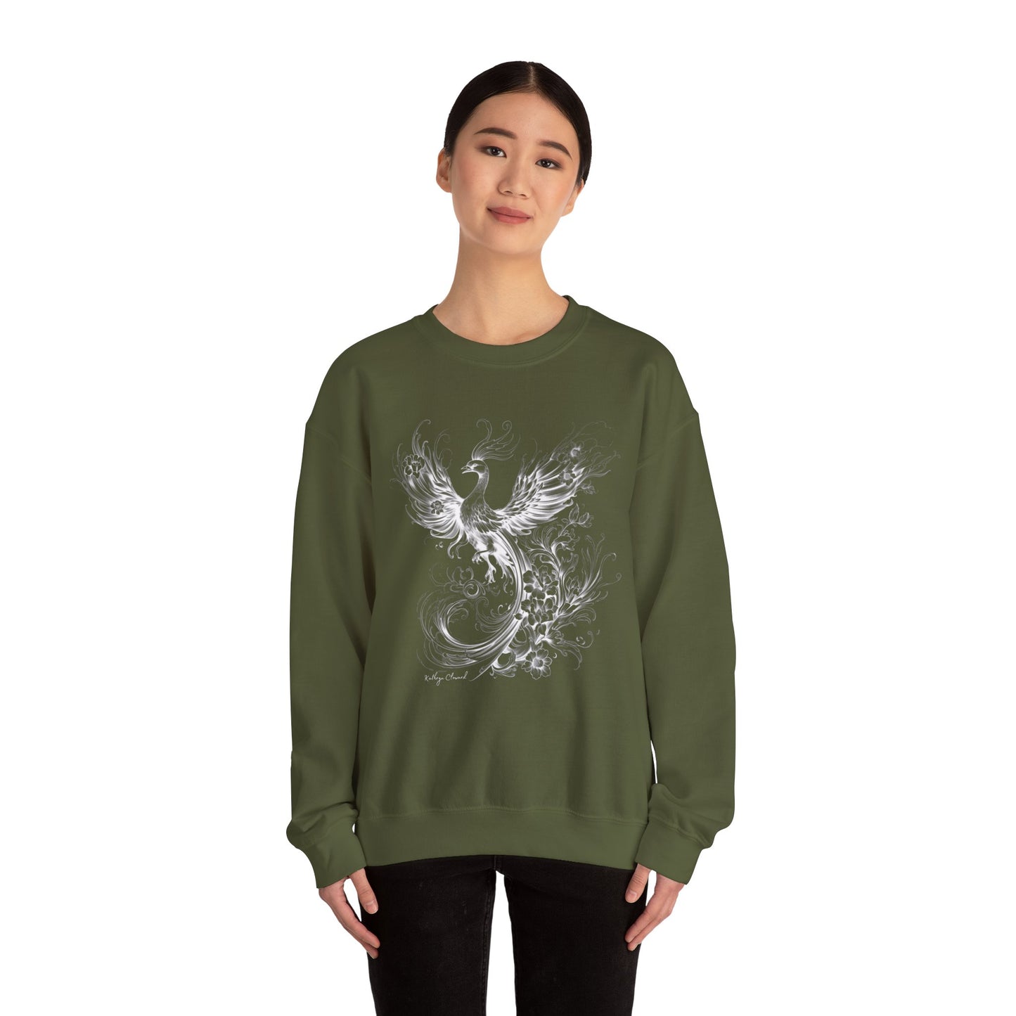 Phoenix Rising (White) Heavy Blend™ Crewneck Sweatshirt