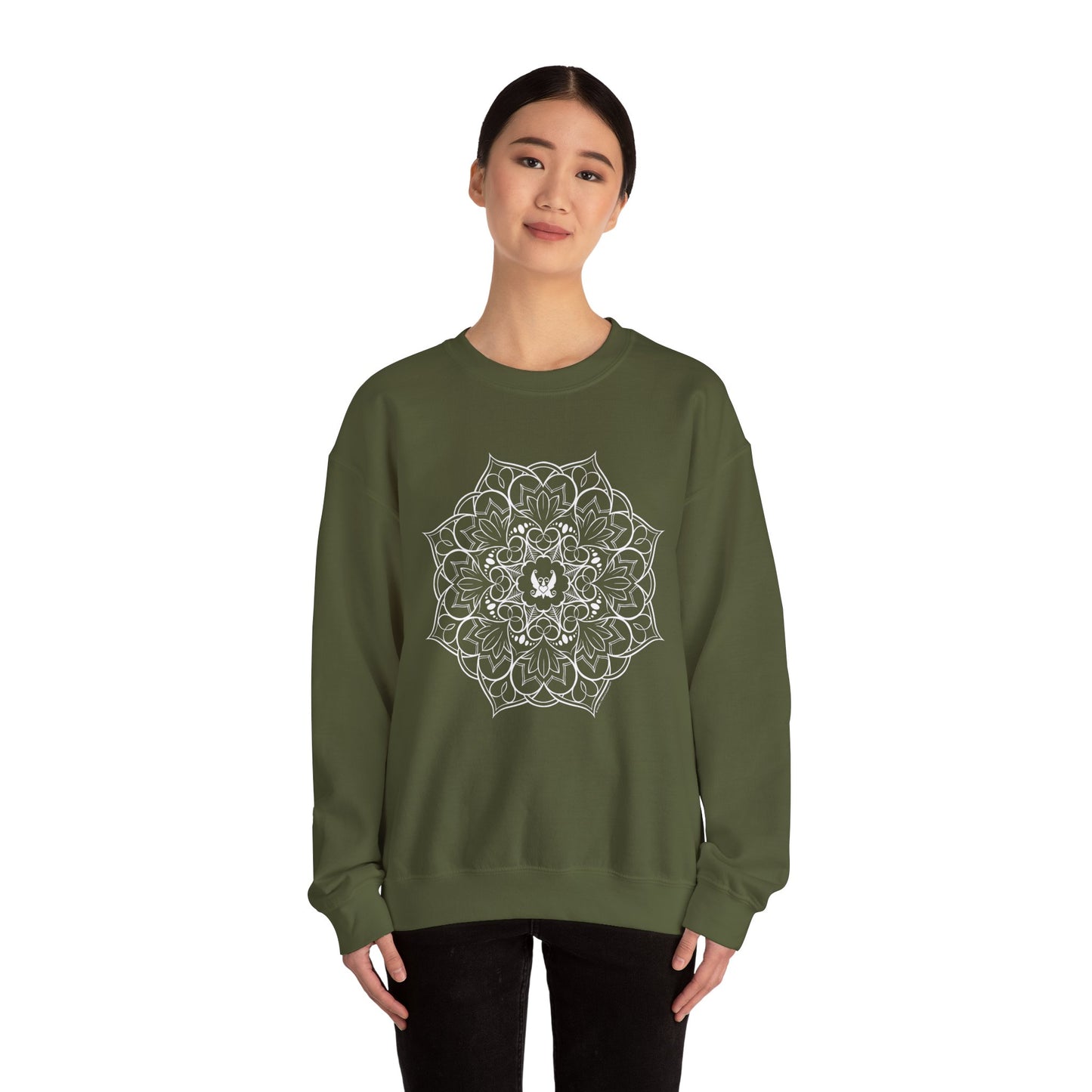 Mandala (White) Heavy Blend™ Crewneck Sweatshirt