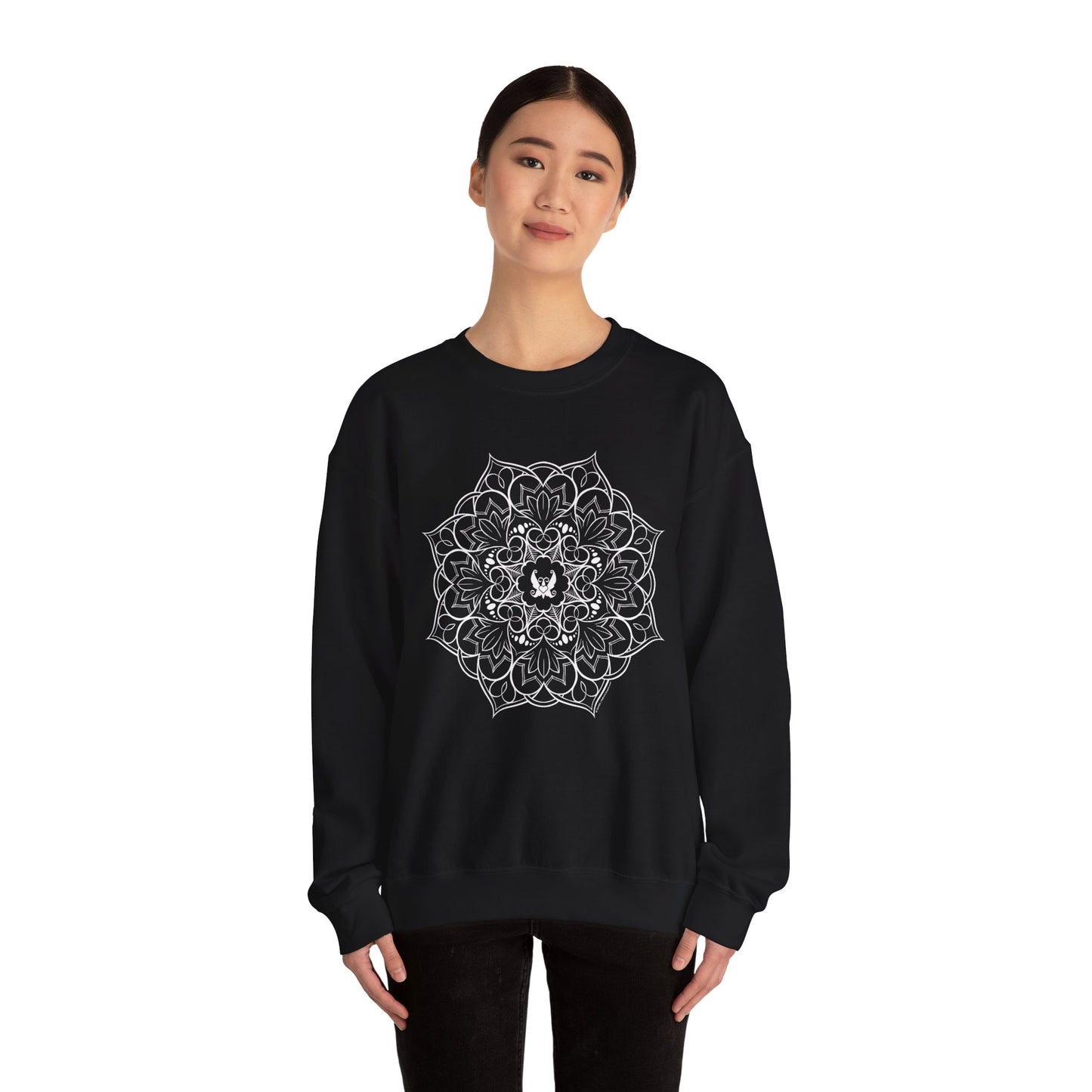 Mandala (White) Heavy Blend™ Crewneck Sweatshirt